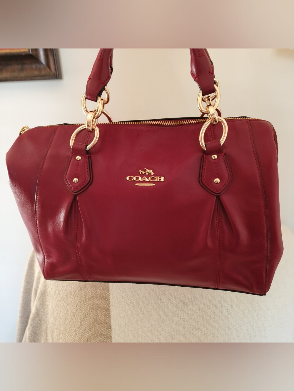 Brand New Coach Medium Borough Bag Red Leather Satchel With Strap